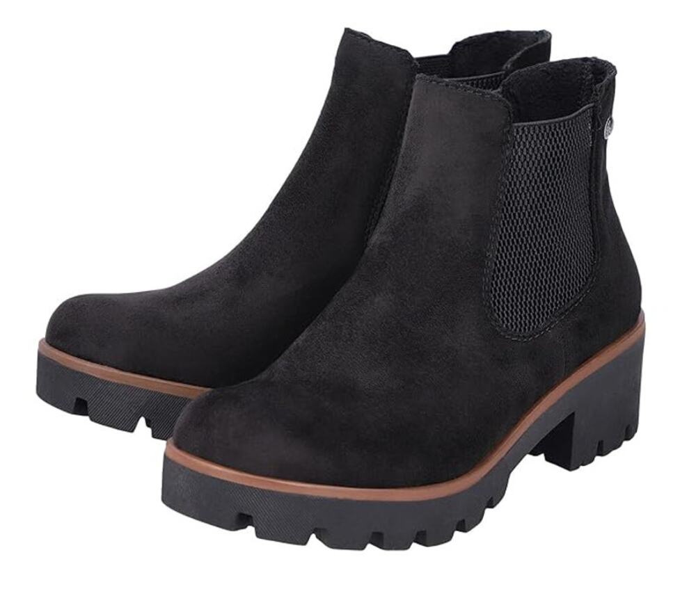 Rieker Womens Amalia 65 Chelsea Ankle Boots EU 40 US 8.5 Black Vegan Suede NIB